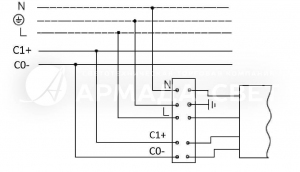 Схема подключения светильника к питающей сети с регулированием по системе 1-10V